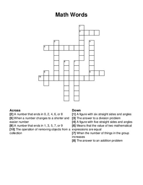 Third grade math worksheet featuring a mixed operations crossword puzzle challenge
