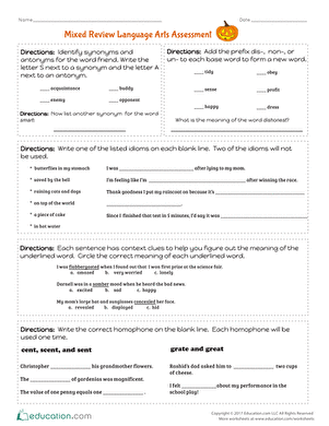 Let's Soar in Grade 4: Engaging language arts challenges for students to enhance their skills Mixed Review Language Arts Assessment worksheet for fourth graders showcasing diverse language arts problems