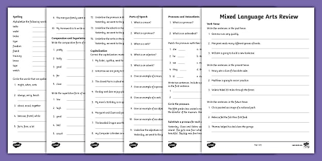Geography worksheet for Fourth Grade Mixed Review Language Arts Assessment worksheet for Grade 4 students focusing on various language arts skills. Fourth Grade language arts assessment titled "Let's Soar" designed for comprehensive practice.