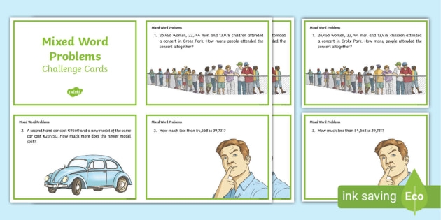 Mixed Word Problems worksheet for Fourth Grade