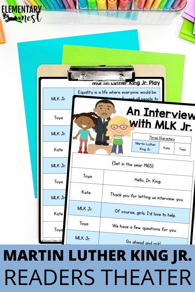 Fourth grade students performing a Readers Theater script about the life and legacy of Martin Luther King Jr