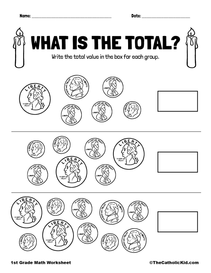 Writing worksheet for Second Grade Money Addition worksheet featuring various coins and dollar bills for kids to practice addition. Fun exercise for second graders to enhance their money skills through interactive learning.