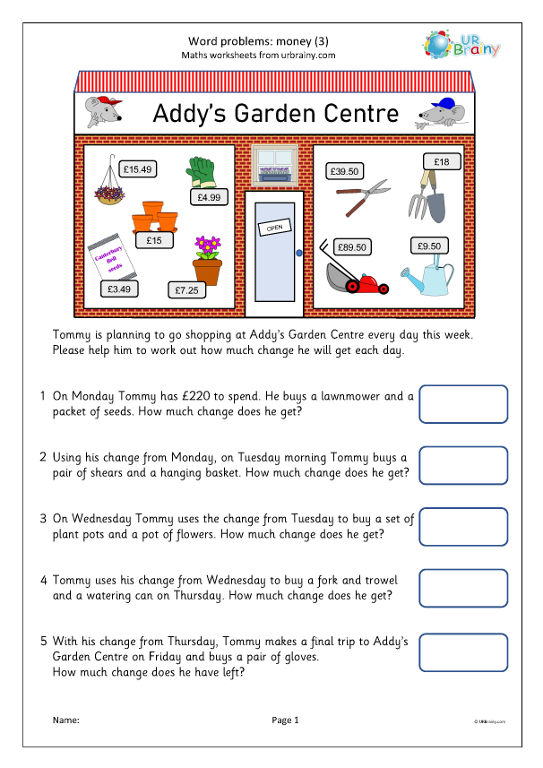 Money Math Word Problems Worksheet 19 Addition Practice Second grade students practicing addition with real world money math word problems