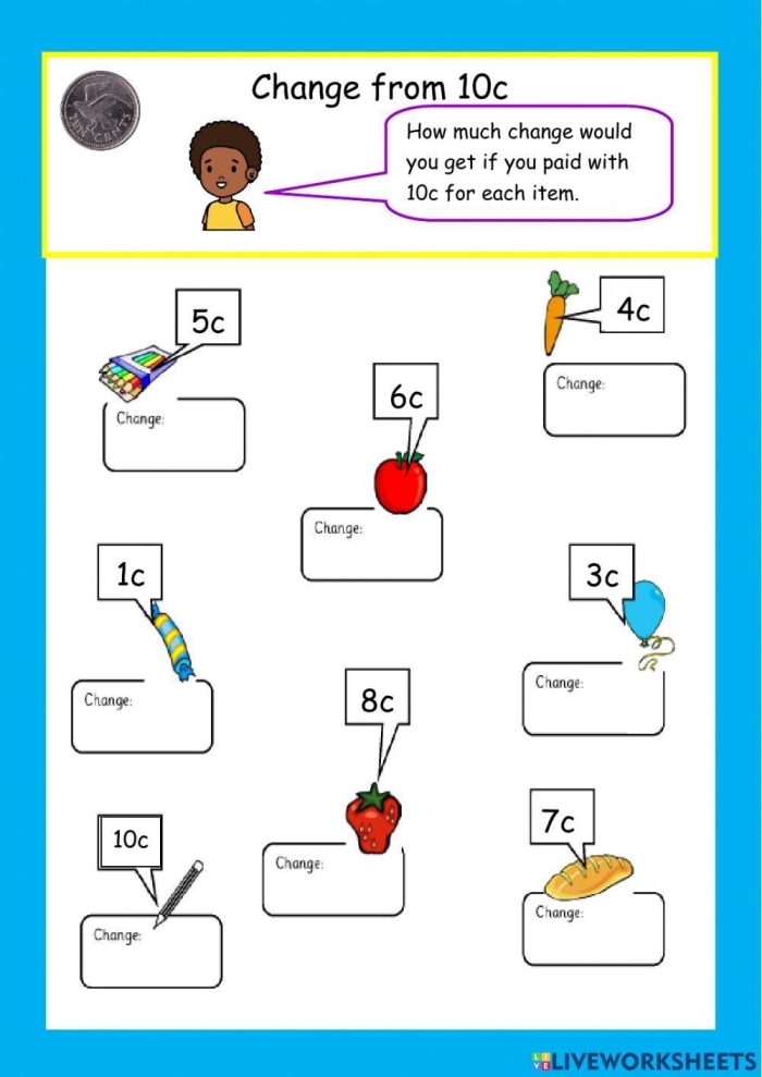 Second grade students solving money word problems related to making change at the toy store