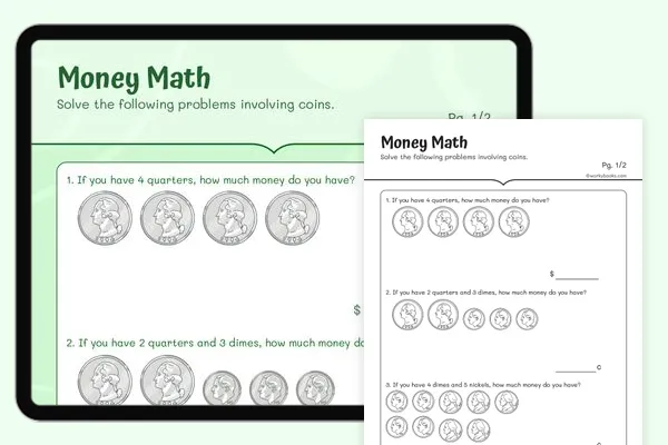 Addition Money Math Word Problems Worksheet Number 8 Second grade students solving money math word problems with addition
