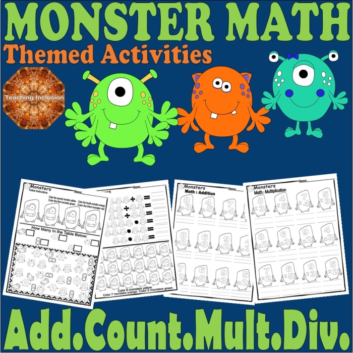 First grade students using a fun Monster Match worksheet to play a memory card game