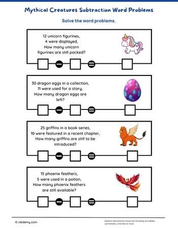 Fun and engaging Monster Subtraction Word Problems worksheet for young learners Colorful worksheet featuring monster-themed subtraction word problems for second graders
