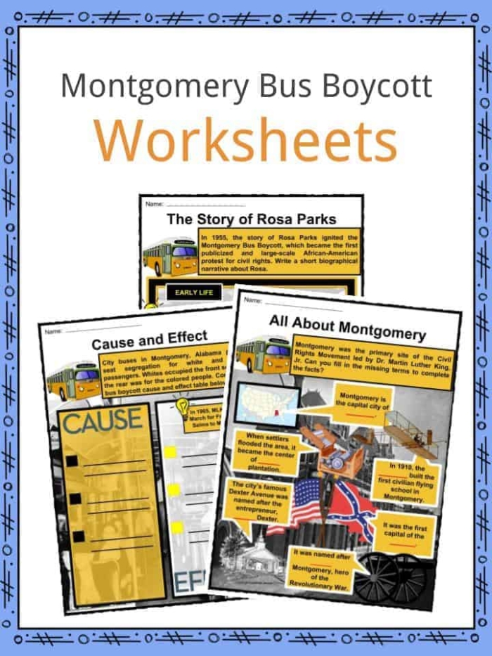 Fourth grade students reading a worksheet about the Montgomery Bus Boycott and Rosa Parks