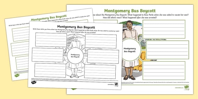 A fourth grade social studies worksheet about the history and impact of the Montgomery Bus Boycott.