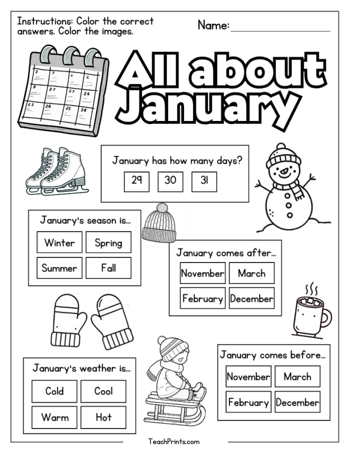 First grade worksheet featuring a calendar activity to identify the months of the year