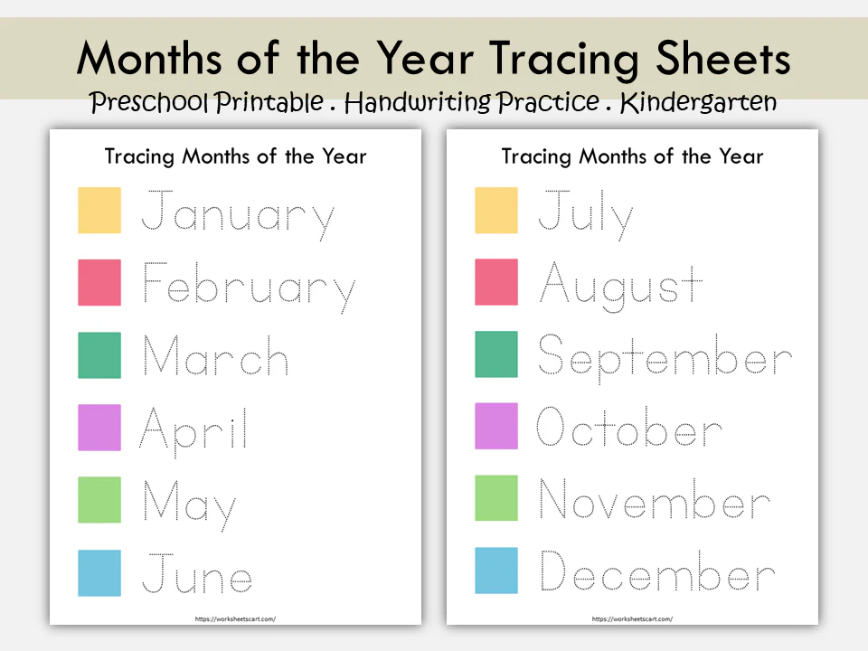 Worksheet for first graders to learn the months of the year