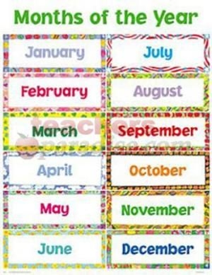 Months of the year illustrated worksheet for first graders