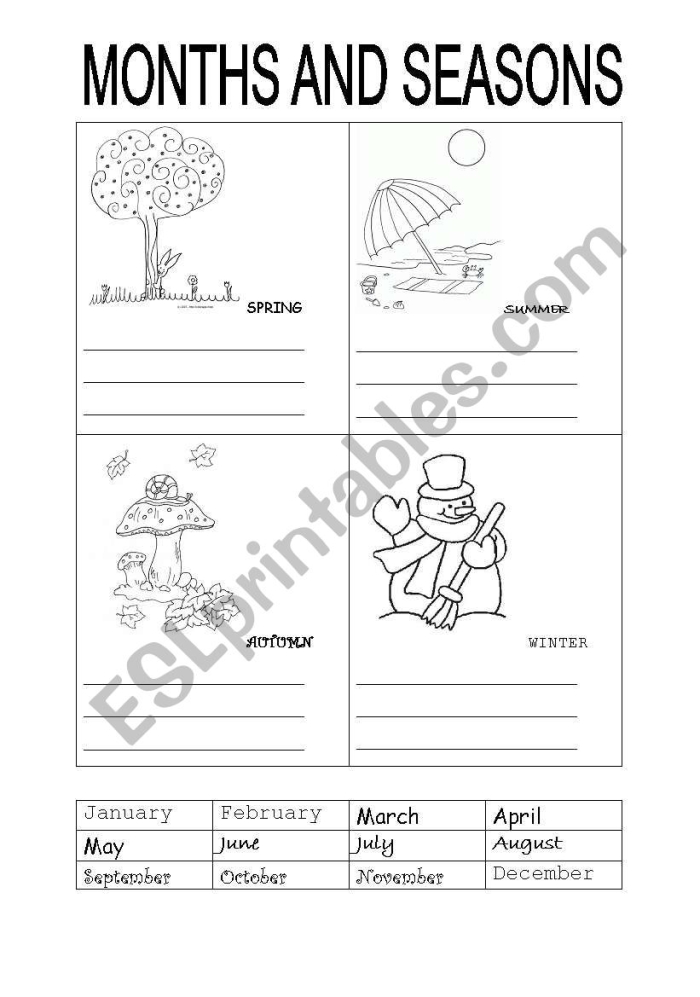 Seasons and Months Matching Activity for Kindergarten Science Worksheet 8 Kindergarten student connecting various calendar months to their correct seasonal labels on a worksheet