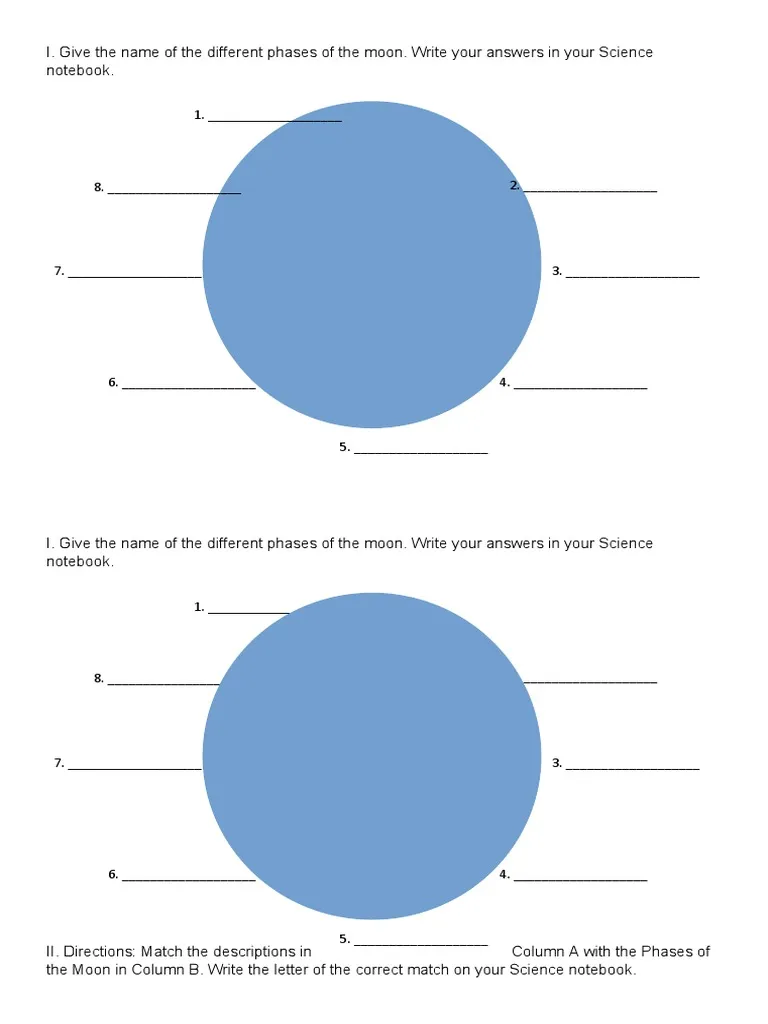 Identifying the Moon Phases Worksheet 21 Third grade science worksheet for identifying and drawing moon phases