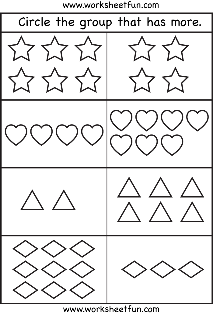 Engaging visual for teaching children the concept of more and less through fun activity More and Less worksheet for kindergarteners focusing on counting groups of animals