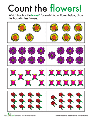 Engaging activity image for teaching the concepts of more and less in early math skills More and Less worksheet for kindergarten, featuring children counting groups of animals