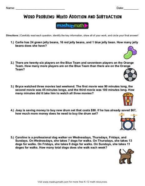 Worksheet featuring 48 mixed math problems for third graders focusing on division skills