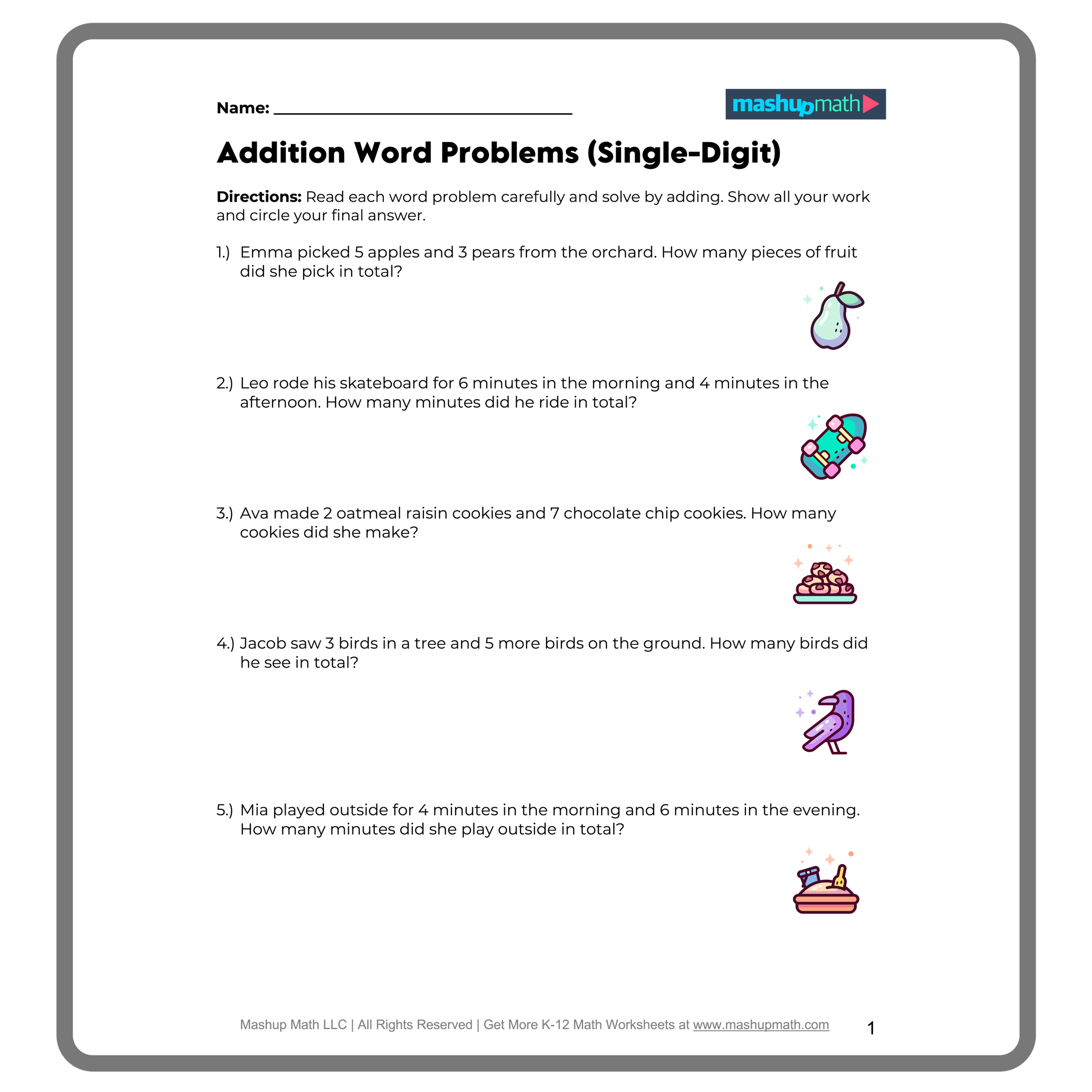 Third grade student working on a set of 48 mixed division and math operation problems to build fluency