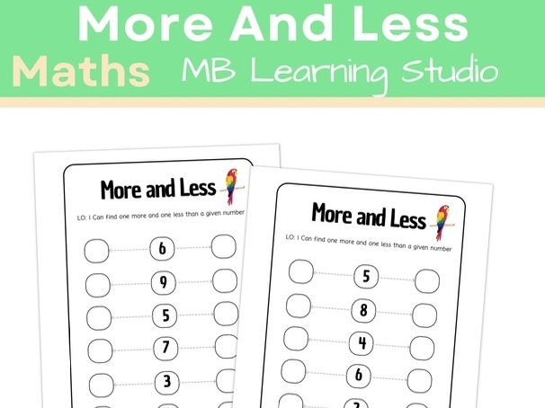 Colorful worksheet featuring various animals for teaching preschoolers about counting and comparing more or less. Engaging More or Less Animals worksheet for early childhood math practice.