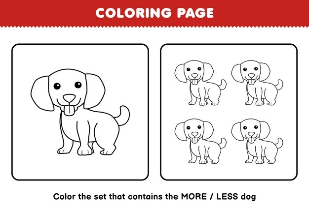Colorful More or Less Animals worksheet designed for preschoolers to practice counting and comparing groups of animals
