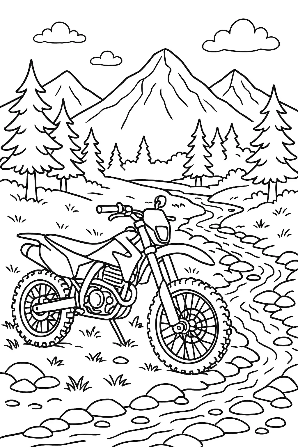 Motocross rider soaring through the air on a coloring worksheet for kids