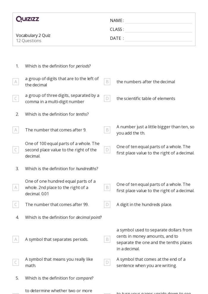 Fifth grade math worksheet featuring multi-digit division practice problems for students