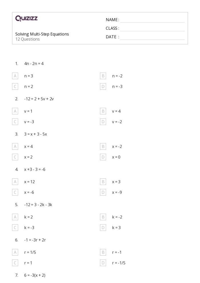 Engaging Multi-Step Equations: Crack the Code worksheet for history lessons Worksheet featuring a code-breaking activity for solving multi-step equations aimed at eighth graders