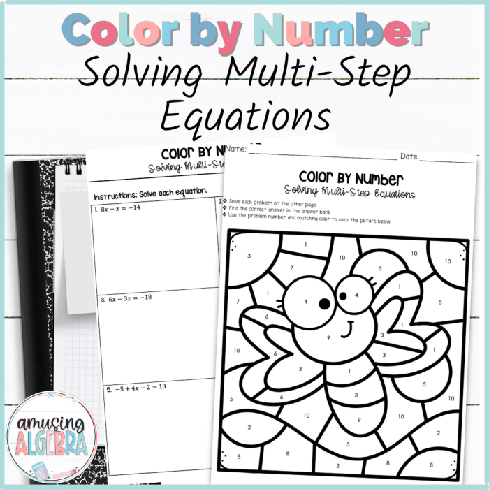 Eighth grade math worksheet focusing on solving multi-step equations with one variable labeled as 18