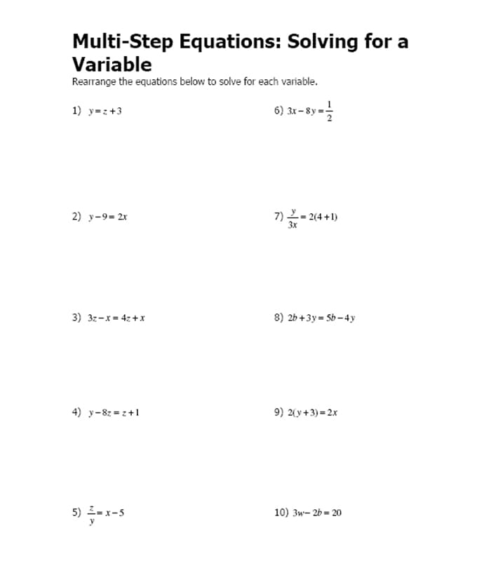 Engaging algebra worksheet designed for eighth-grade students to enhance their skills in multi-step equations Multi-Step Equations Tic-Tac-Toe worksheet for eighth graders to practice solving one-variable equations