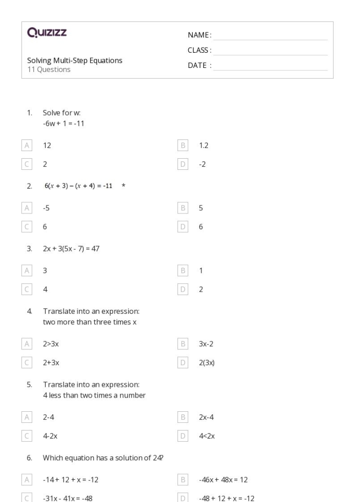 Interactive worksheet for eighth graders to master one-variable multi-step equations Students engaging with a Multi-Step Equations Tic-Tac-Toe worksheet for eighth-grade algebra practice