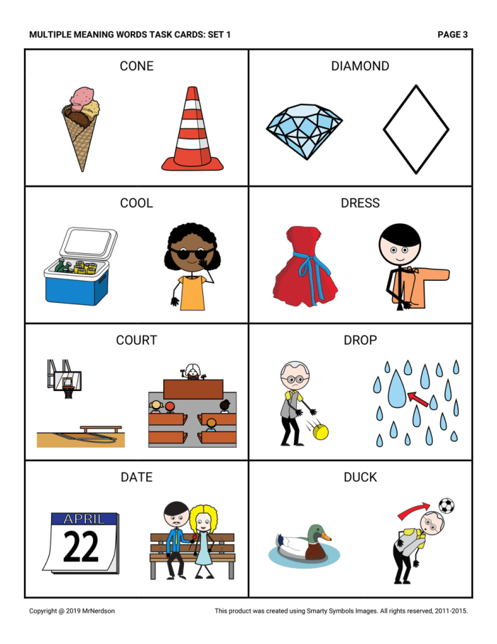 Engaging activity for reading comprehension skills Multiple meaning words matching worksheet for third graders