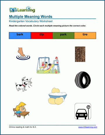Engaging activity sheet for exploring words with various meanings Matching worksheet for multiple meaning words targeted at third-grade reading skills