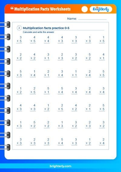 Multiplication Facts Check-Up worksheet for third graders assessing factors up to 10