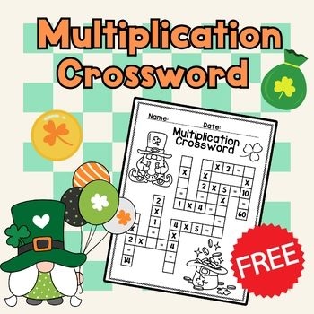 Fourth grade students solving math problems on a multiplication crossword puzzle worksheet
