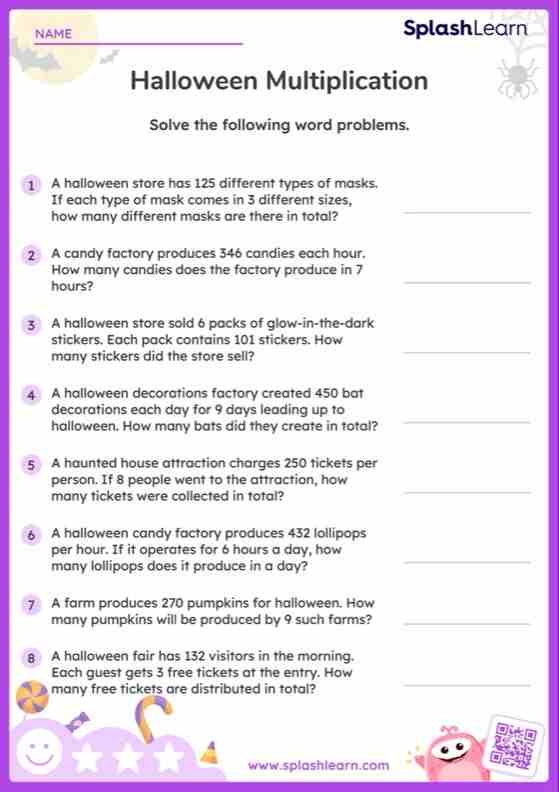 Third grade math worksheet featuring money multiplication word problems set at a store