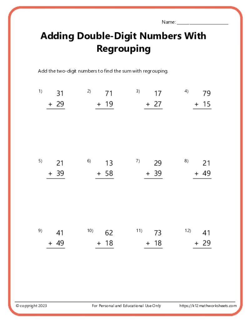 Fourth grade math worksheet featuring forty problems on multiplication with regrouping