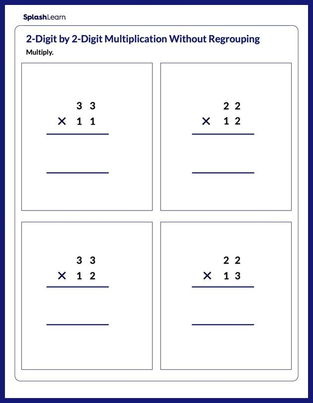 Multiplication with Regrouping worksheet featuring over 40 practice problems for fourth graders