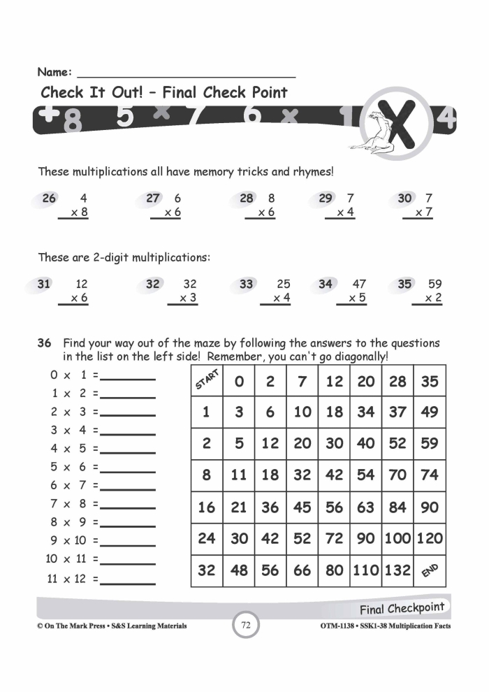 Printable multiplication table 1 to 12 exercise for third grade students image 8 Third grade math worksheet featuring a 1 to 12 multiplication table with empty cells for students to fill in