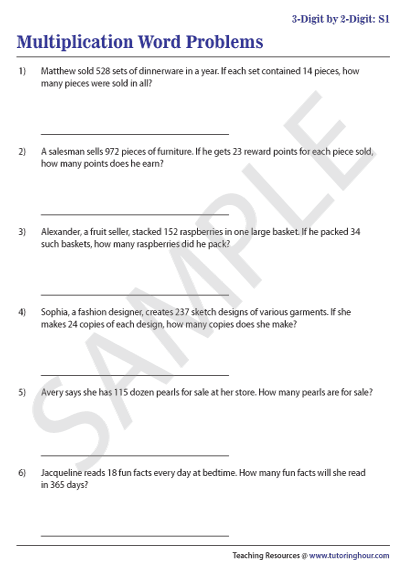 Multiplication word problems worksheet focusing on money concepts for third graders