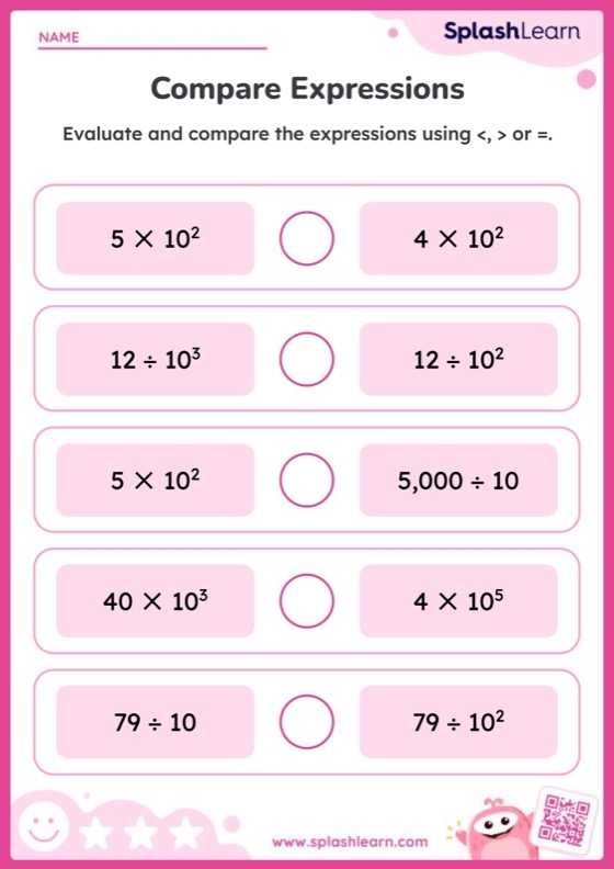 Engaging worksheet to enhance multiplication skills with powers of 10 Worksheet for practicing multiplication by various powers of 10 for fourth graders