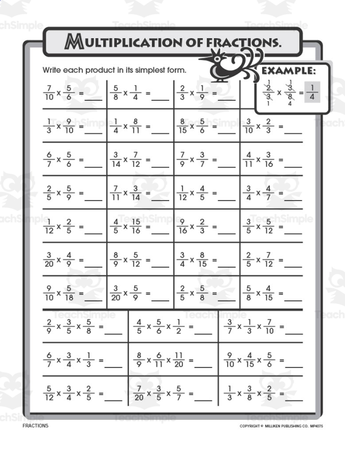 Educational resource for practicing positive and negative fractions, decimals, and mixed numbers Worksheet featuring exercises on multiplying and dividing rational numbers for seventh graders