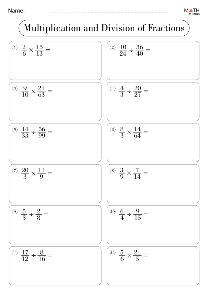 Measurement worksheet for Seventh Grade Worksheet featuring exercises on multiplying and dividing rational numbers for seventh graders. Practice sheet for students to enhance skills in working with fractions, decimals, and mixed numbers.