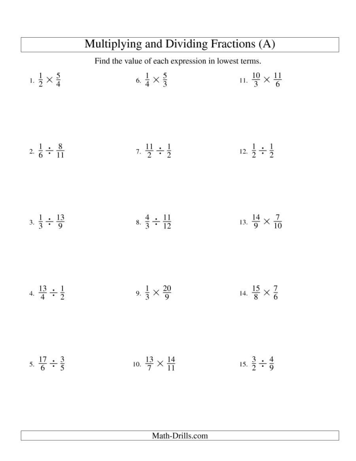 Multiplying and Dividing Rational Numbers worksheet for grade 7 students Worksheet for practicing multiplication and division of rational numbers for seventh graders