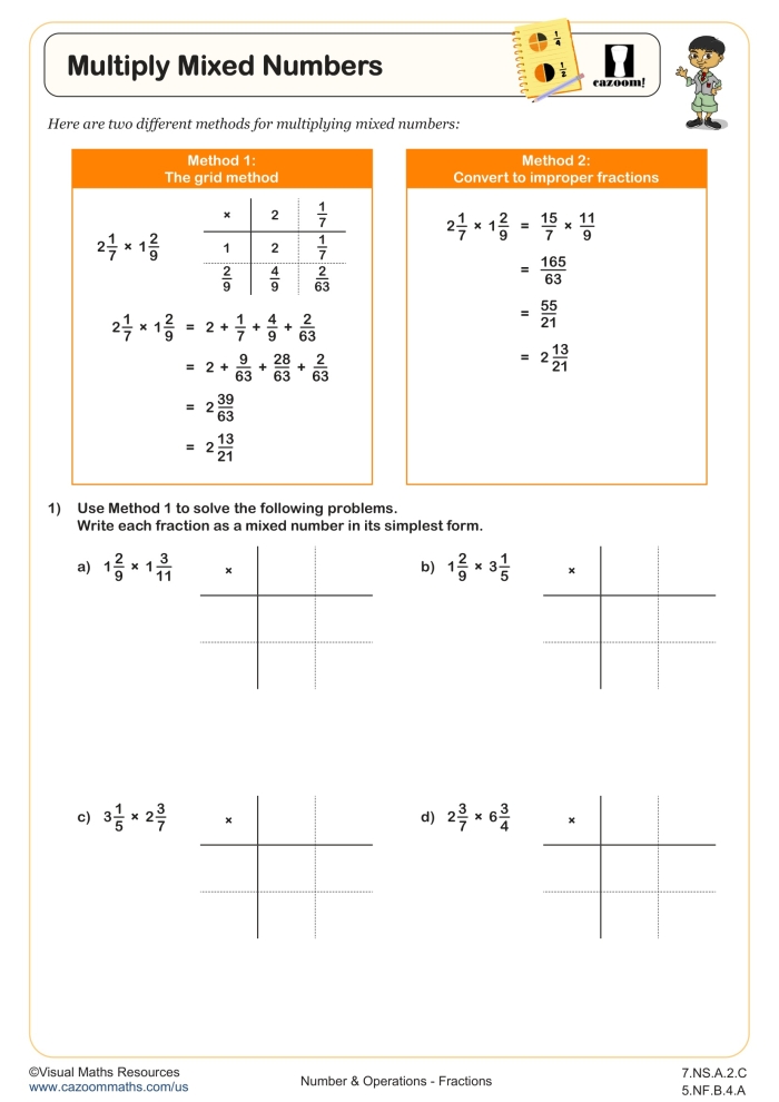 Fifth grade student working on a Multiplying Mixed Numbers by Fractions worksheet with an Earth and Space Science theme