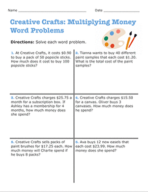 Fifth grade students solving multiplication word problems about zoo admission prices and animal costs in a worksheet activity