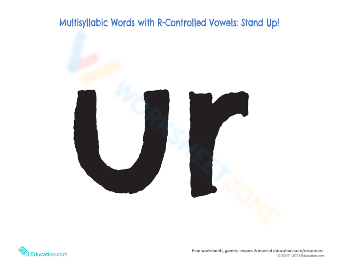Students engaging with the Multisyllabic Words with R-Controlled Vowels worksheet activity