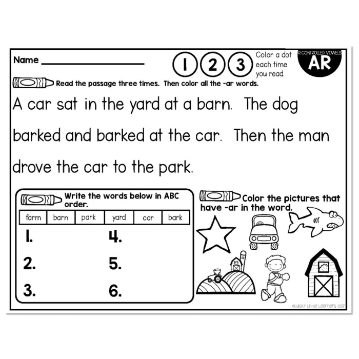 Students engaging with the "Stand Up!" worksheet on multisyllabic words featuring R-controlled vowels