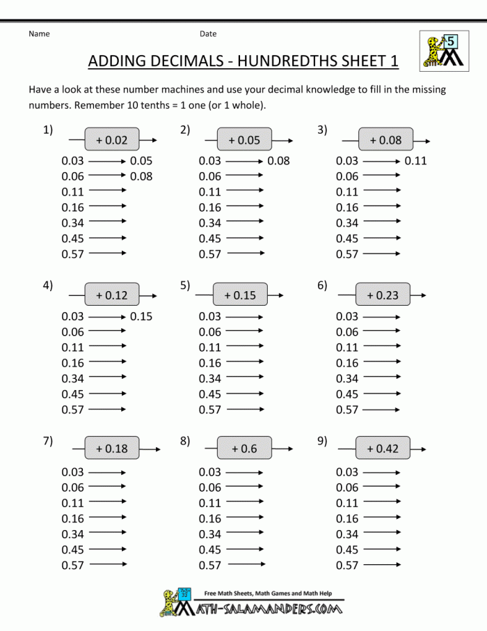 Mummy Math worksheet featuring adding decimals to reveal a Halloween-themed secret word