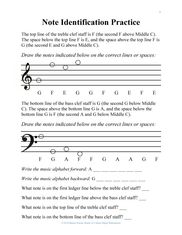 Fourth grade music worksheet showing musical staff with notes and treble clef for learning to read music notation