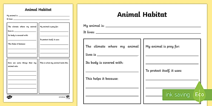 Title showcasing a fun life science activity for Pre-K students exploring animal habitats Image depicting a colorful "My Animal Habitat" worksheet for young learners